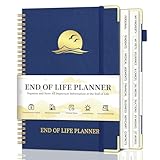 End of Life Planner, Estate Planning Organizer with Tabs for Senior, Spiral Funeral Planning Book with Large Font, Gold Corner Guards & Inner Pocket for Will Preparation, 7.36' x 10.4', Blue