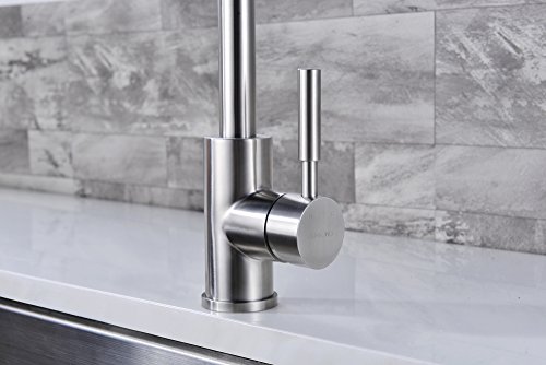 Heouty Modern Single Handle 2 Joints Free Rotating Sus304 Stainless Steel Pot Filler Faucet, Brushed Nickel Deck Mounted Kitchen Sink Faucet #TOP7