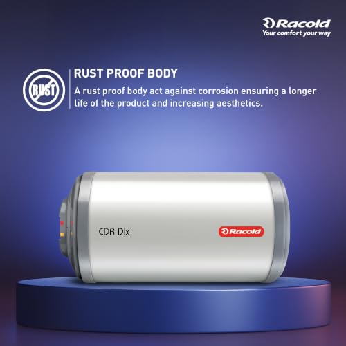 Image of Racold CDR DLX 25ltr Horizontal (LEFT SIDE) Water Heater|Fits Under False Ceilings|Free Standard Installation & Pipes| Warranty:7 Yr Tank, 3 Yr Element, 2Yr Product