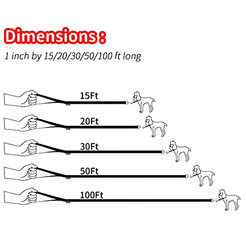 Image of HIKISS Long Dog Leash Obedience Recall Training Agility Lead with Thickening Material for Large Dog - 15ft 20ft 30ft 50ft 100ft Training Leash(Red 20ft)