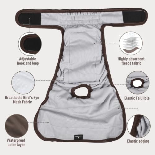 Image of Washable Reusable Female Dog Diapers(5 Pack) Small Medium Large Doggie Puppy & Doggy Dog Diaper, Period Panties in Heat Small Gray-Brown