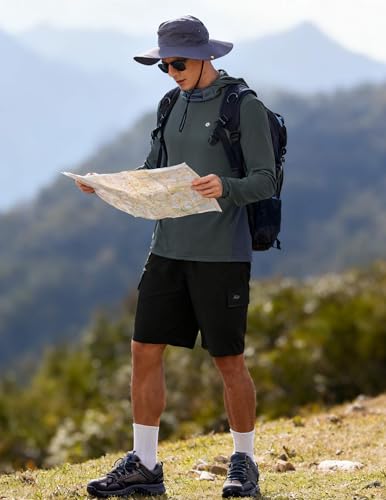 Image of PINSPARK UPF 50+ Sun Protection Hoodie Men with Mask Quick Dry Long Sleeve Fishing Hiking Shirts UV Rash Guard Lightweight