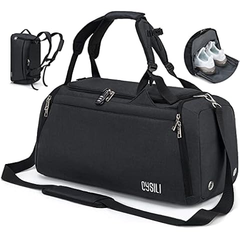 CYSILI® Reisetasche Sporttasche mit Rucksack-Handgepäck mit Schuhfach - Nassfach & Zahlenschloss - Männer & Frauen Fitnesstasche - Tasche für Sport, Fitness,42L Gym - Travel Bag & Duffel Bag (Schwarz) Cover