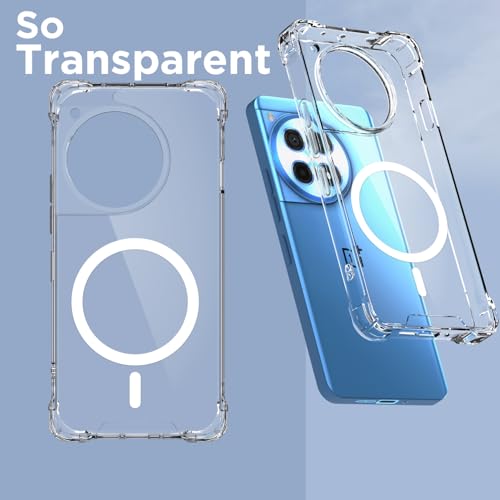 Image of Pikkme Back Cover for OnePlus 12R 5G Mag-Safe Shockproof PC + TPU Protective Case Magnetic Support Bumper Case (Transparent Mag-Safe)