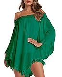 ✬【Estilo】: Varias formas: ① Top casual de manga larga con hombros descubiertos. ② Minivestido súper sexy con dobladillo irregular. ③ Bikini Blusa Camisolas y Pareos de Playa.