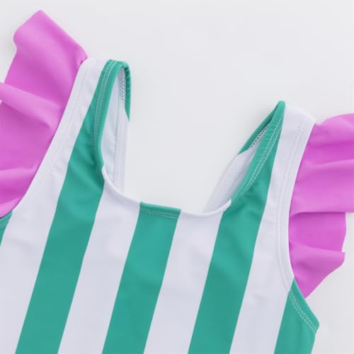 LIZENS Girls One Piece Swimwear Stylish Girls Swimsuit for Ages 2-12 Color Clash Vintage3