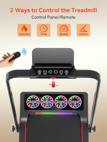 Image of Walking Pad Treadmill with 15% 12-Level Auto Incline& Handle Bar, Ecogou 3.5HP Quiet Under Desk Treadmill,450 lbs Capacity UI Screen & Remote Control, Compact Treadmills for Home Hiking