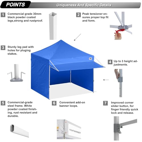 Image of ABCCANOPY 10x10 Commercial Pop up Canopy Tent with Awning Sidewall