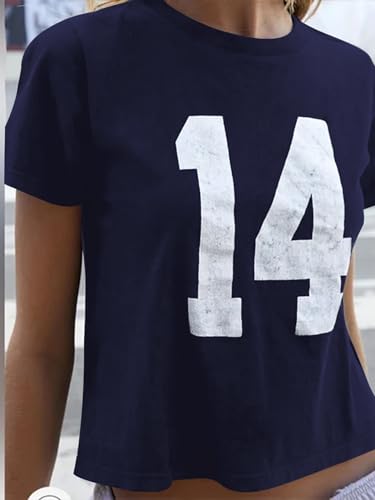 Image of SOLY HUX Girl's Number Graphic Tees Short Sleeve Y2k Tops Jersey Shirts