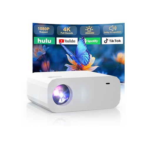 Image of Mini Projector, Portable Smart Projector with Android 13 WiFi Bluetooth 5.2, 1080P 4K Decode Outdoor Movie Projector Auto Keystone Dolby Audio, 150 inch Home Cinema for Bedroom Camping TV Stick