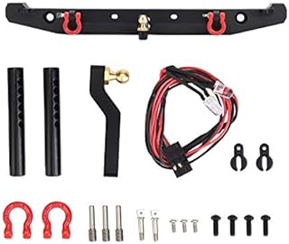 RC Crawler Car Rear Bumper, RC Crawler Car Aluminum Rear Bumper Metal Rear Bumper with Led Lights for T R X4 Scx10Ii 90046 Car Part for Model Car