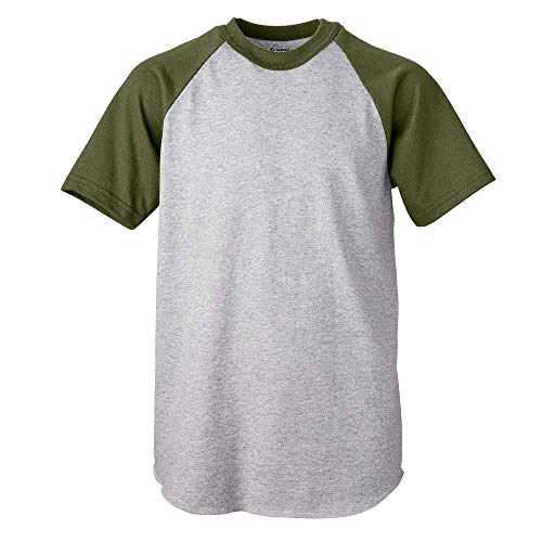 Soffe Youth Short Sleeve Baseball Tee, Athletic Oxford OD Green, XL