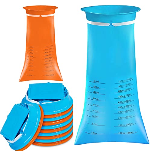 Paquete de 24 bolsas de vómito desechables, 1000 ml, bolsas para enfermos de alta densidad con broche para viajes en coche, mareos por movimiento, náuseas matutinas, niños... (azul, naranja) Cover