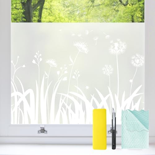 Bloss Frosted Window Privacy Film with Installation Tools, Static Cling Bathroom Decorative Windows Privacy Film UV &Sun Blocking Heat Control Window Clings for Home Office (35.4 x 78.7 inches)