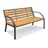 PALUPLUS Panchina da Giardino in Legno di Abete, Misura 120x53x84 cm, Panca da esterno a 2 posti con struttura e braccioli in acciaio e 12 doghe, Portata Massima 200 kg -9451C -11,5