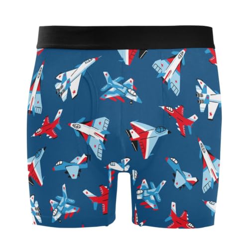 Meocouoe Men's Boxer Briefs Aircraft Airplanes Underwear, S