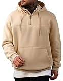 JMIERR Men's Fashion Hoodies & Sweatshirts Loose Fit Heavyweight Long Sleeve Fleece Quarter Zip Best Fall Pullover, S Khaki