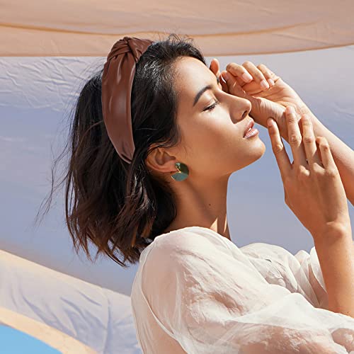 Drnytunk 4 Pack Headbands For Women,3Pcs Pu Leather Cross Knotted Headbands And 1Pcs Leopard Top Knotted Wide Headband Non-Slip Elastic Hair Accessories For Women And Girls #TOP5