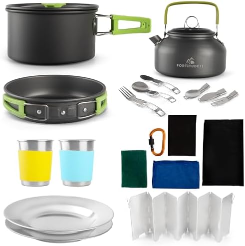 Camping Gear Must Haves, Camping Stove, Camping Cooking Set, Campfire Cooking Equipment, Camp Kitchen, Camping Cookware Set, Camping Pots and Pans Set, Camping Pans, Outdoor Camping Mess Kit for 1