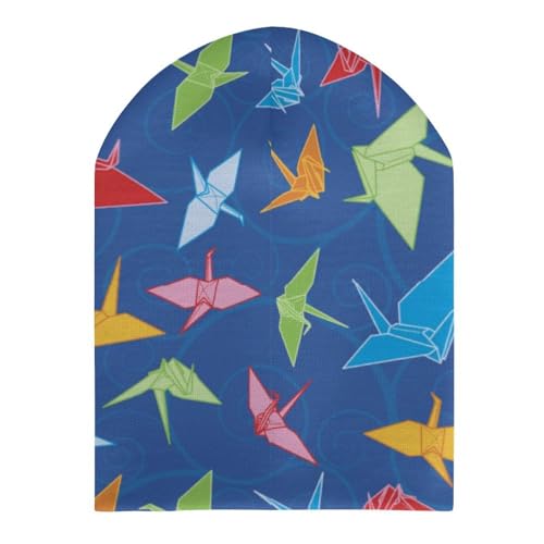 Origami Paper Crane Pattern Kids Beanie Hat for for Girls Boys Children Cap Winter Knitted Chemo Cancer Headwear Accessories Gifts Decoration Black3