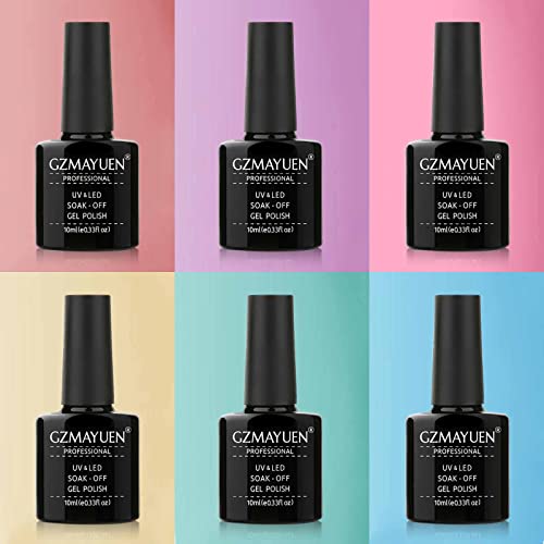 GZMAYUEN Shellac Pastell UV Nagellack Pastellfarben Set 6 Farbgel Gelnägel Pastell 10ML UV Gellack Lack Pastell Grün… – Bild 3