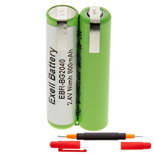 Exell 2.4-Volt Nickel Metal Hydride Razor Battery, EBR-BG2040, 800 mAh, Batteries for Electric Shavers