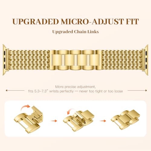 Image of Metal Band Compatible with Apple Watch Bands for Women 40mm 41mm 42mm 38mm 44mm 45mm 46mm 49mm, Dressy Stainless Steel Link Bracelet, Designer Strap for iWatch Series 11 /SE /10 /9 /8 /7 /6 /5 /4 /3 /2 /1 /Ultra