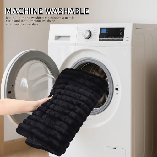 BVAGSS Flauschiges Orthopädisches Hundebett, Waschbar Hundematte, rutschfeste Unterseite, Plüsch Hundekissen Weiche und Warme Hundematte für klein mittel große Hunde XH082 (60x45cm,Schwarz)