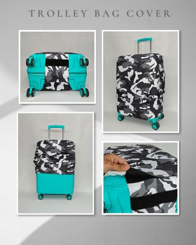 Image of Army Printed Luggage Cover for Traveling Bag & Suitcase - Stretchable & Scratchproof Trolley Protector with Velcro Lock & Lightweight Washable Material(Suitcase Not Included, Only Cover in Product)