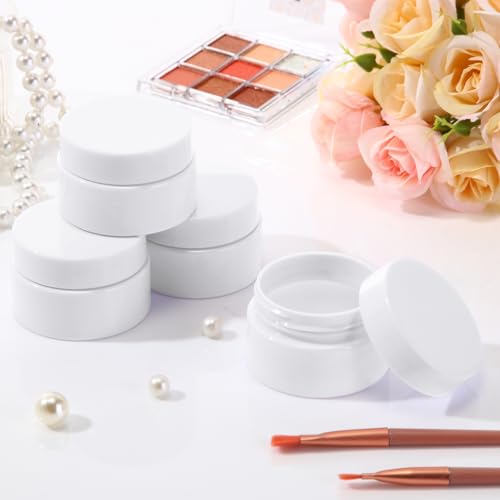 Image of Patelai 4 Pieces Round Wide-mouth Leak Proof Plastic Container Jars with Lids for Travel Storage Makeup Beauty Products Face Creams Oils Salves Ointments DIY Making(1 Ounce,Pure White)
