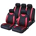 Sakura Carnaby Red SS5293 - Asientos y Reposacabezas Coche Fundas, Juego Completo, Tamaño Universal, Dobladillos Elásticos, Airbags Laterales Compatibles, Lavables, Colocación Sencilla, Color Rojo