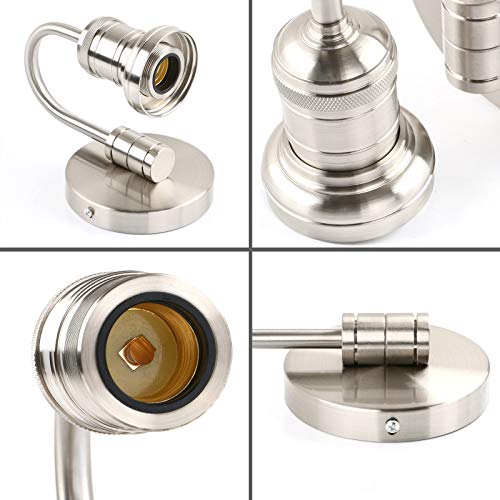 Image of PERMO Industrial Vintage Sconce Wall Mount Single Sconce with 3.1 inch Cylindrical Clear Glass Shade Wall Light Lamp Fixture (Brushed)