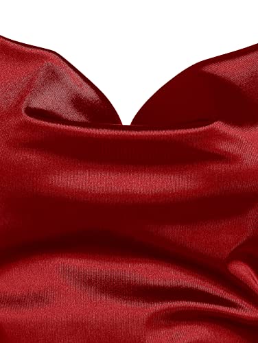 Image of ZAFUL Women Satin Cowl Neck Spaghetti Strap Mini Slip Cocktail Dress | Silky Satin Club Party Dress Perfect for Club Evening Party Homecoming Wedding and Night Out