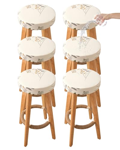 Image of CRFATOP 6 Pack Waterproof Bar Stool Covers Round Seat Slipcover,L,04 | 15-18 In Stretch Counter Cushion Protector, Washable, Pet Friendly, for Bar Kitchen Living Room Decor, No Cushion or Pad
