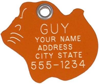 LuckyPet Pet ID Tag - Orange Plastic Mouse - Durable & Easy to Read Dog & Cat Tag - Reflective on Back Side - Size Small