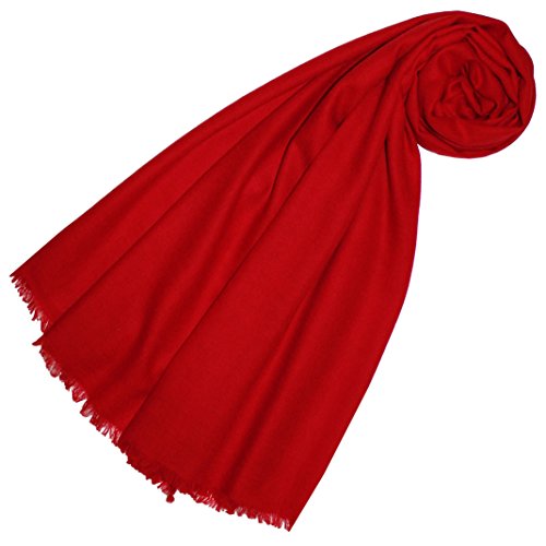 Lorenzo Cana Pashmina szal damski, 100% kaszmir, lekki, przytulny, kaszmirowy, kaszmirowy, jednokolorowy, czerwony, Czerwony pomidorowy., 70 x 200 cm