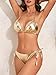 Womens Two Piece Swimsuit Metallic Halter Top Golden Bikini 2 piece Bathing Suits Brazilian Swim Suit Gold M