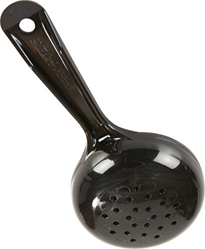 Image of Carlisle FoodService Products 496703 Perforated Short Handle Portion Control Spoon, 6.0 fl oz, Black