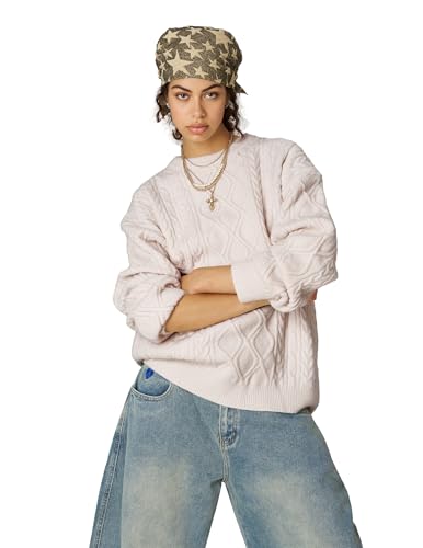 Aelfric Eden Women's Oversized Cable Knit Crewneck Sweaters Long Sleeve Sweater Chunky Loose 2025 Outfits Pullover4