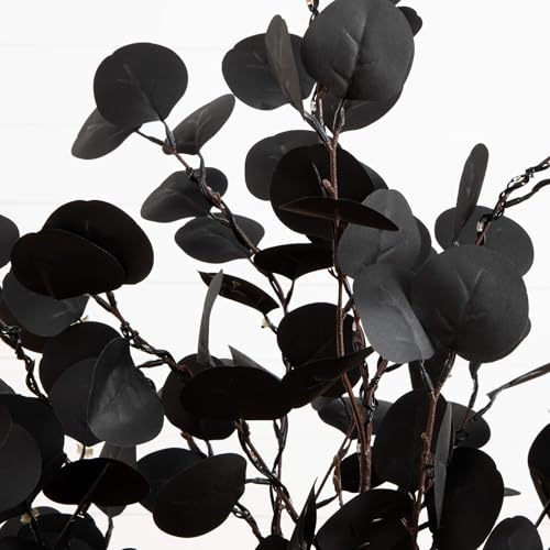 Eucalyptus noir pré-éclairé avec 160 LED bicolores intenses