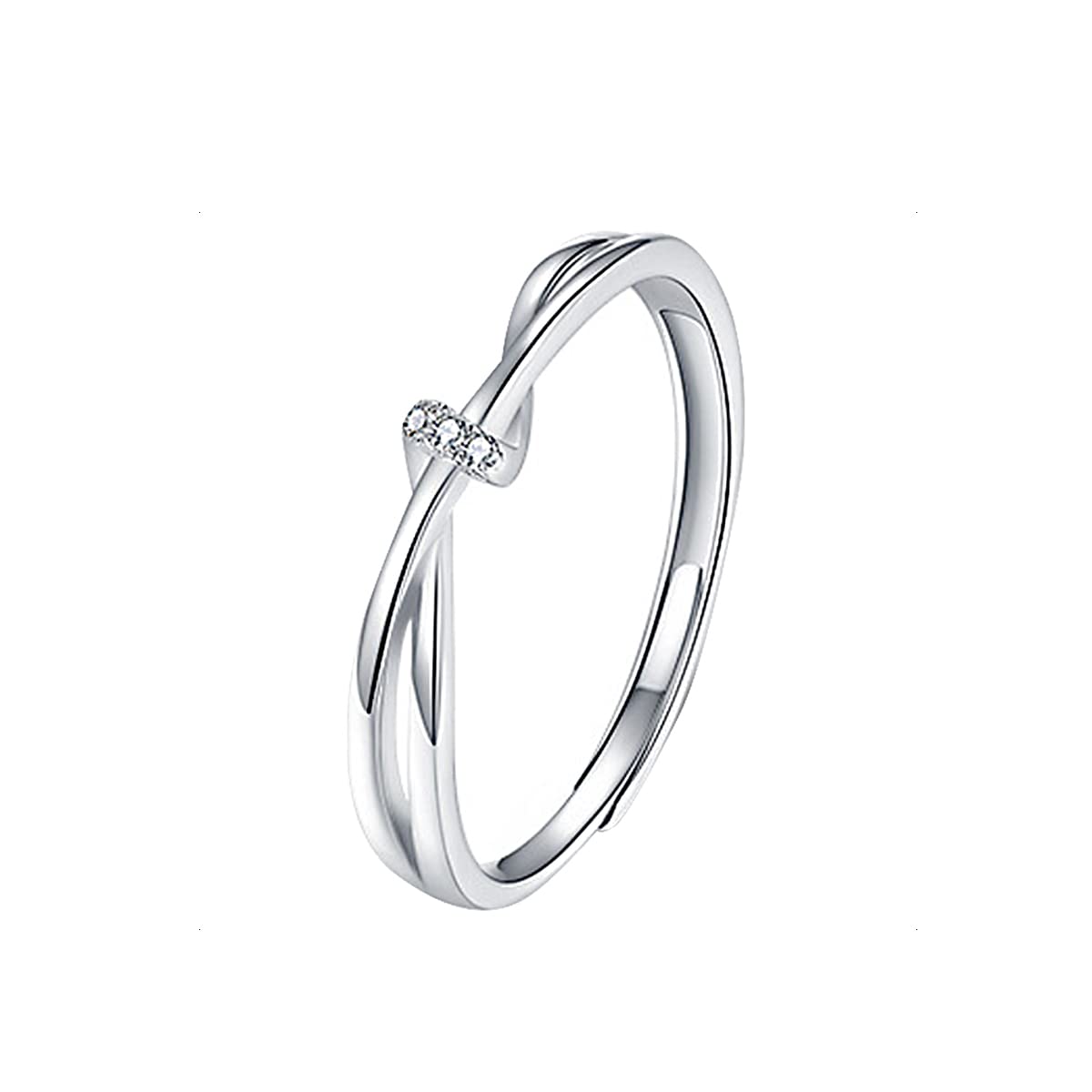 KONFEN 925 Sterling Silver Rings, Cubic Zirconia Adjustable