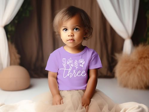 Three Floral 3rd Birthday Shirt for Toddler Girls Third Birthday Outfit4