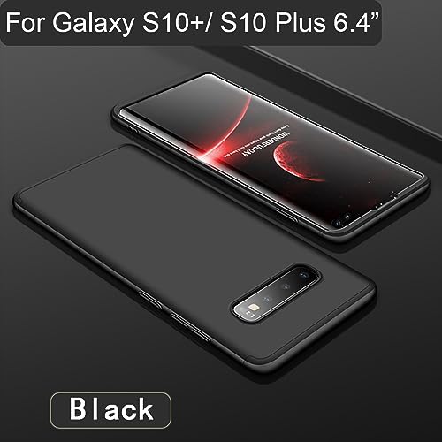 Image of Case for Galaxy S10 Plus, 3-in-1 Ultra-Thin Slim Hard PC Case Cover Anti-Scratches 360 Degree Full Body Protective Cover Compatible with Samsung Galaxy S10+ Plus (Black)