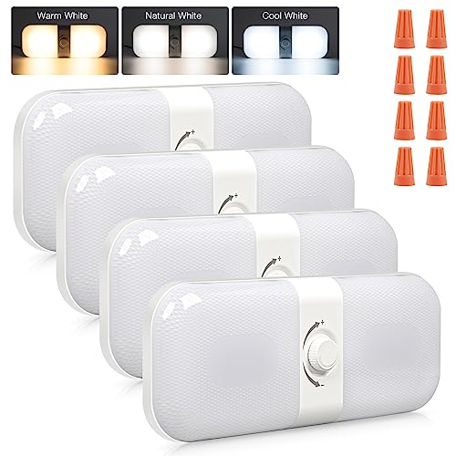 Ct Capetronix Rv Lights Interior 1700Lm, 3 Color Tem Camper Lights, Dimmable 12V Volt Led Lights Fixture, Rv Ceiling Dome Light W Switch For Rv/Camper/Car/Trailer/Boat (Warm Cool Natural White) 4Pack #TOP6