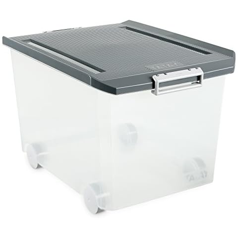 TATAY 60L Transparent Storage Box with Wheels Cover
