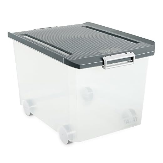 Tatay Caja Almacenaje Multiusos con Tapa, 60 L de Capacidad, Con Asas y Ruedas, de Polipropileno, Libre de BPA, Gris, Medidas 40 x 57 x 36 cm