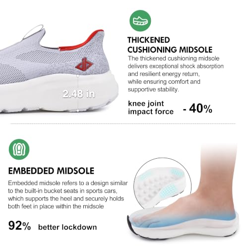 Image of JACKSHIBO Mens Slip Ins Free up Hands Shoes Wide Toe Box Arch Support Orthopedic Walking Sneakers