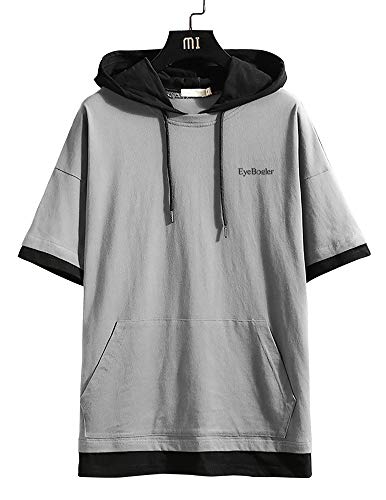Image of EYEBOGLER Men's Trendy Hooded Neck Half Sleeves Solid T-Shirt