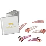 Haarallerliebst Haarspangen Set für Kinder – 6 Stück Pinguine und Herzen inkl. Aufbewahrungsbox weiss – Ideal für dünnes bis dickes Haar