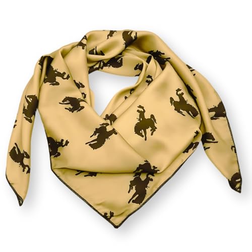 Wild Rag Silk Scarf 36'', Western Cowboy Bandana Square Silky Wild Rags,Gunmetal Grey & Black Bronco Tibal Scarves for Men & Women